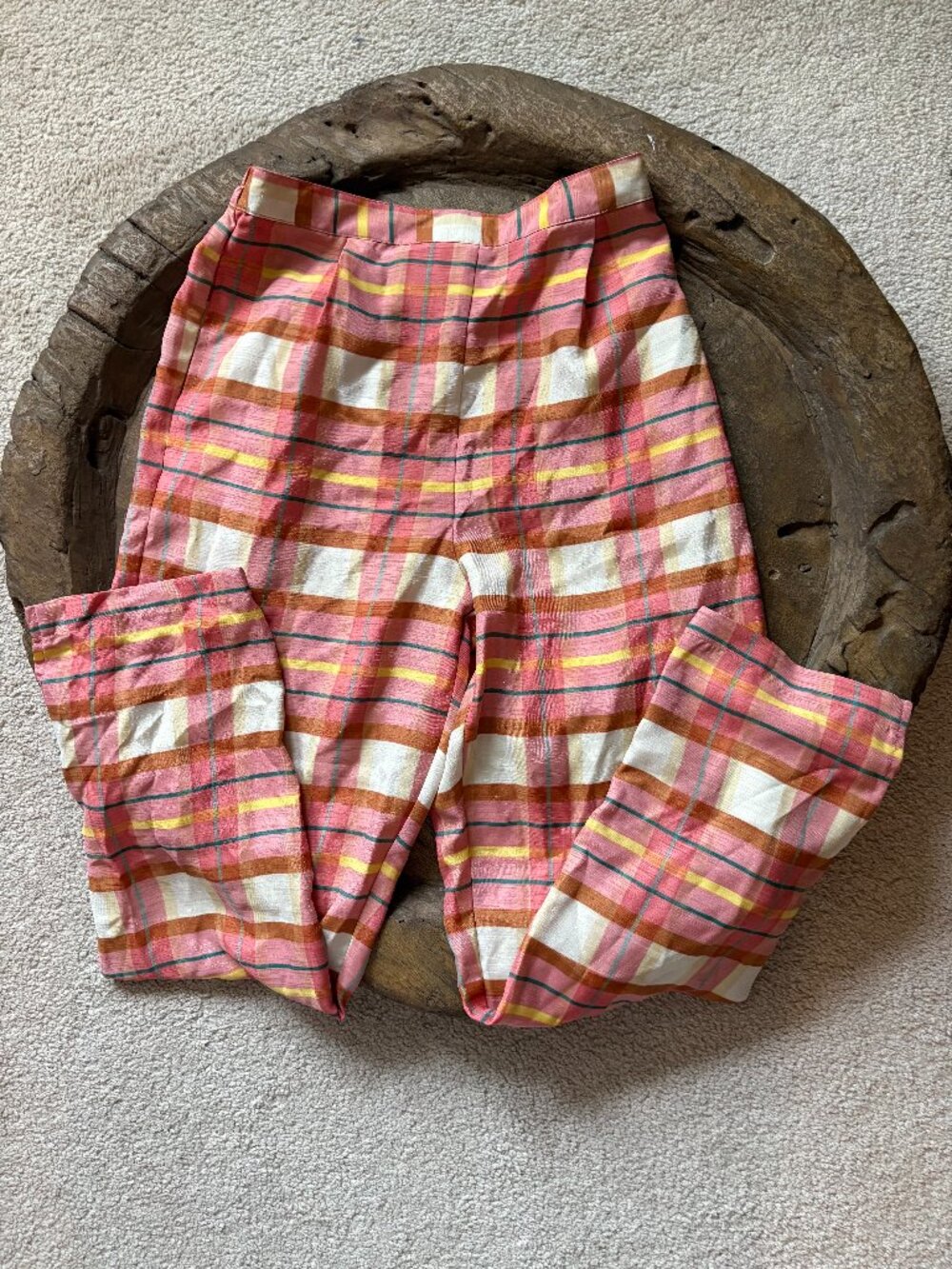Vintage Selene Sport lightweight summery plaid cigarette pants womens size small